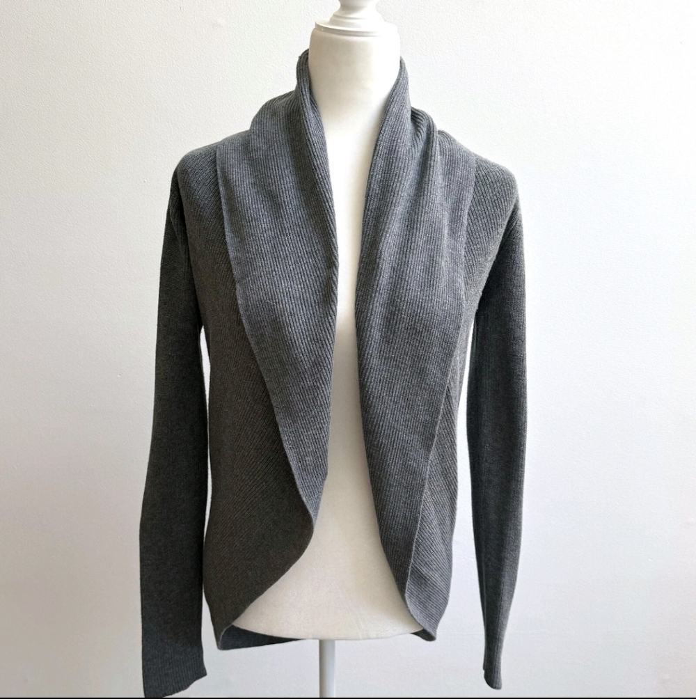 Express Gray Open-Front Women's Shawl Collar Sweater Suze M